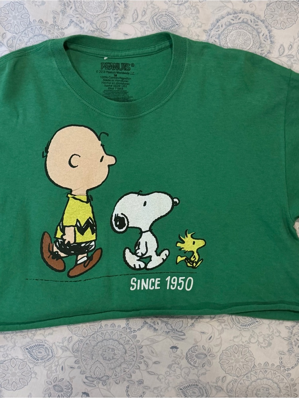Peanuts Green Charlie Brown & Snoopy Crop Top
